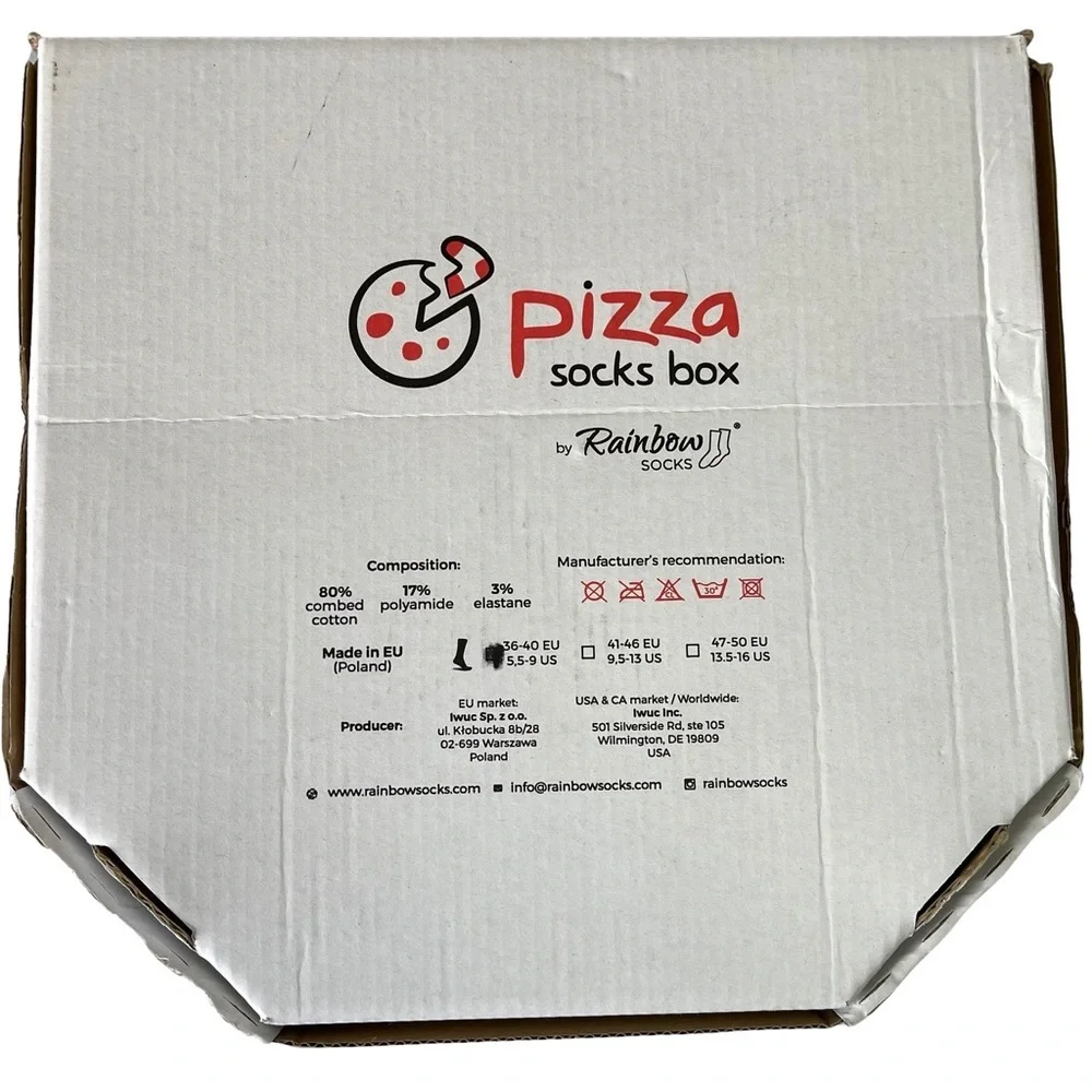 Pizza Box Socks 4pairs MIX Hawaii Italian Pepperoni Cotton Blend US Sz5.5-9